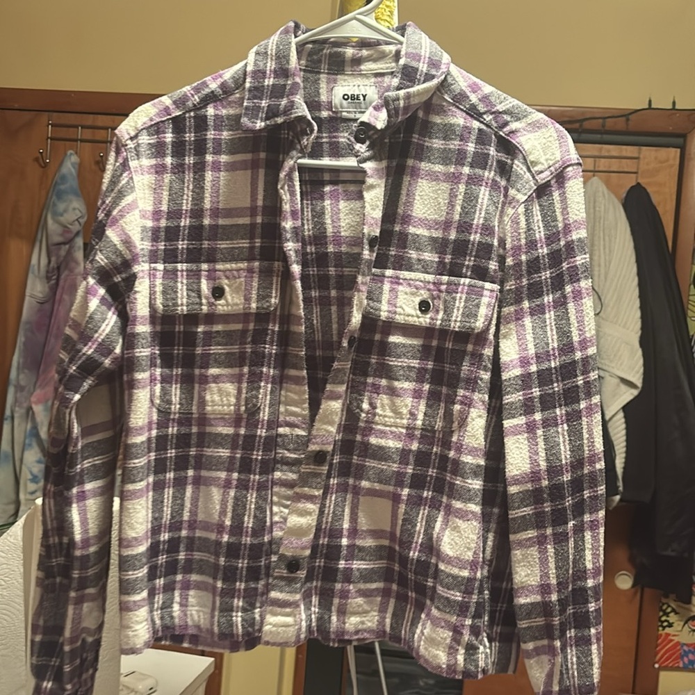 Obey Organic Purple Plaid Shirt 
Flannel